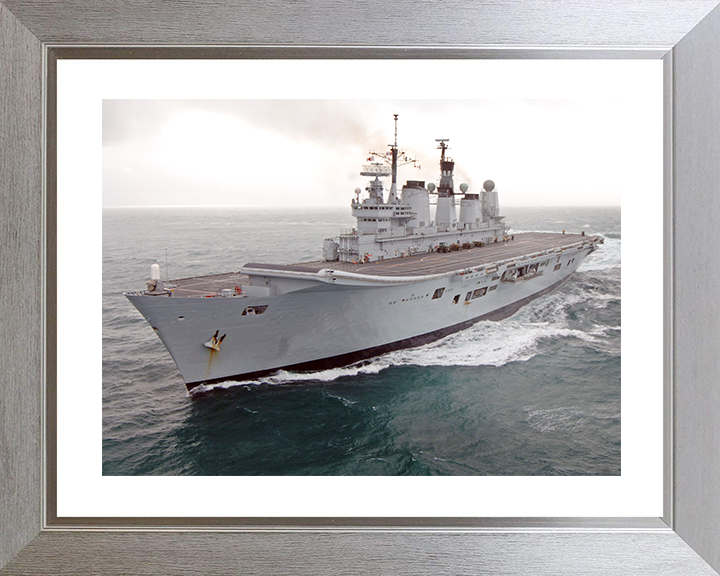 HMS Ark Royal (R07) Royal Navy Invincible Class Aircraft Carrier At sea Photo Print Wall Art Decor Posters, Prints, & Visual Artwork Hampshire Prints 10 x 8 Silver Frame Yes