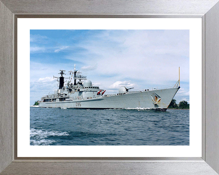 HMS Manchester (D95) Photo Print - Low Starboard View - Royal Navy Type 42 Destroyer Hampshire Prints 10 x 8 Silver Frame Yes
