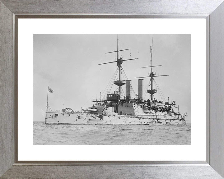 HMS Hood (1859) Photo Print - At Anchor - Royal Navy Cruiser Hampshire Prints 10 x 8 Silver Frame Yes
