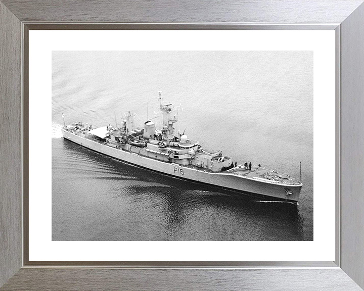 HMS Galatea (F18) Photo Print - Entering Harbour 1985 - Royal Navy Leander Class Frigate Hampshire Prints 10 x 8 Silver Frame Yes