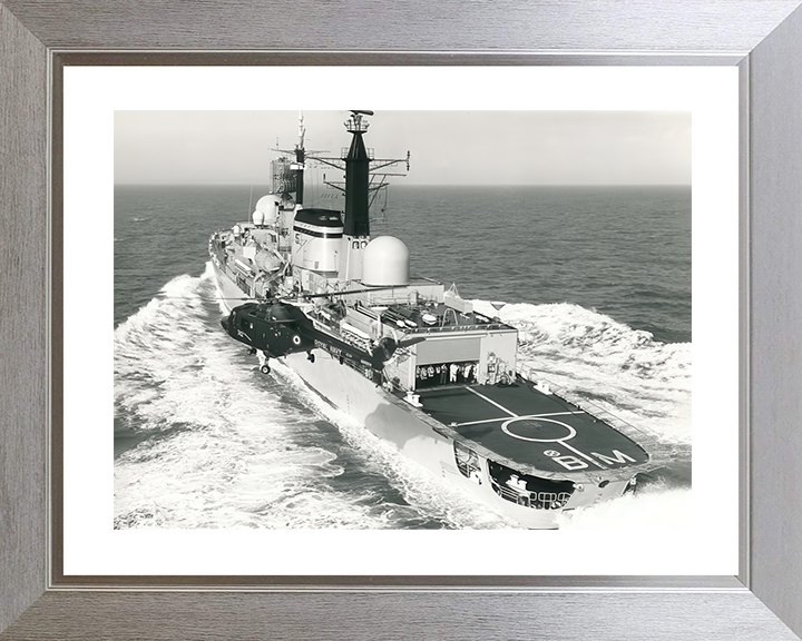 HMS Birmingham (D86) Royal Navy Type 42 Destroyer With Helicopter Photo Print Wall Art Decor Posters, Prints, & Visual Artwork Hampshire Prints 10 x 8 Silver Frame Yes