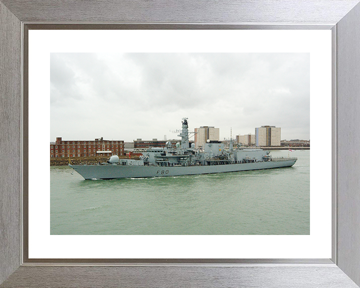 HMS Grafton (F80) Royal Navy Type 23 Frigate Leaving Portsmouth 2005 Photo Print Wall Art Decor Posters, Prints, & Visual Artwork Hampshire Prints 10 x 8 Silver Frame Yes