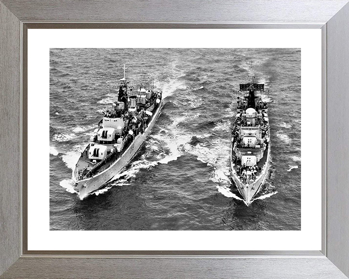 HMS Delight and HMS Battleaxe Royal Navy Warships At Sea Photo Print Wall Art Decor Posters, Prints, & Visual Artwork Hampshire Prints 10 x 8 Silver Frame Yes