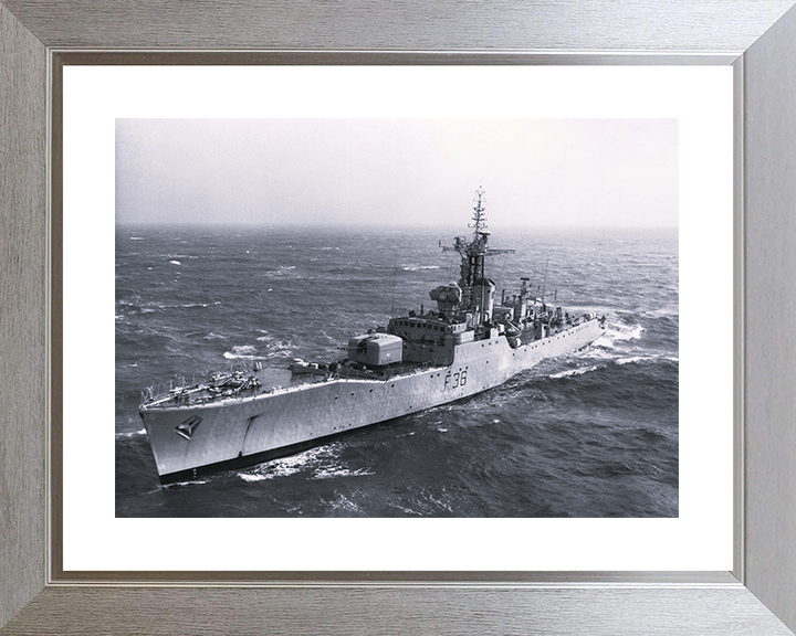 HMS Whitby (F36) Photo Print - At Sea 1966 - Royal Navy Whitby Class Frigate Posters, Prints, & Visual Artwork Hampshire Prints 10 x 8 Silver Frame Yes