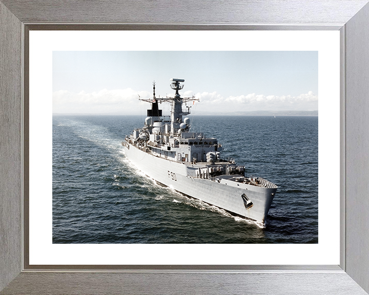 HMS Brilliant (F90) Royal Navy Type 22 Frigate High Starboard Bow View Photo Print Wall Art Decor Posters, Prints, & Visual Artwork Hampshire Prints 10 x 8 Silver Frame Yes