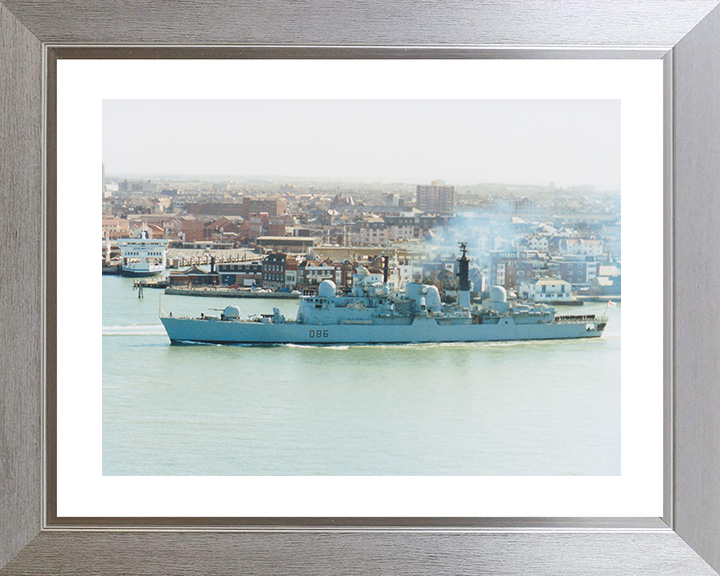 HMS Birmingham (D86) Royal Navy Type 42 Destroyer Passing Old Portsmouth Photo Print Wall Art Decor Posters, Prints, & Visual Artwork Hampshire Prints 10 x 8 Silver Frame Yes