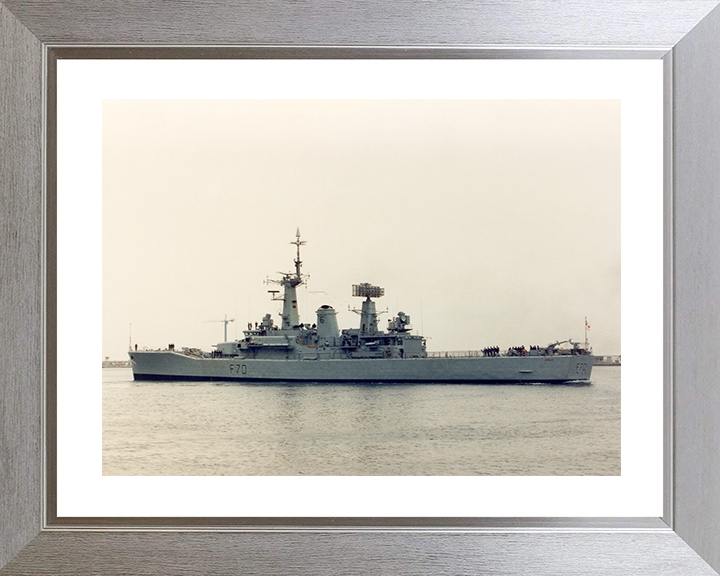 HMS Apollo (F70) Royal Navy Leander Class Frigate Leaving Harbour Photo Print Wall Art Decor Posters, Prints, & Visual Artwork Hampshire Prints 10 x 8 Silver Frame Yes