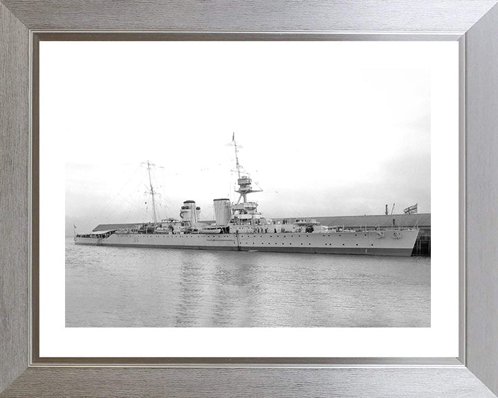 HMS Raleigh (1919) Photo Print - Alongside 1921 - Royal Navy Hawkins Class Cruiser Hampshire Prints 10 x 8 Silver Frame Yes