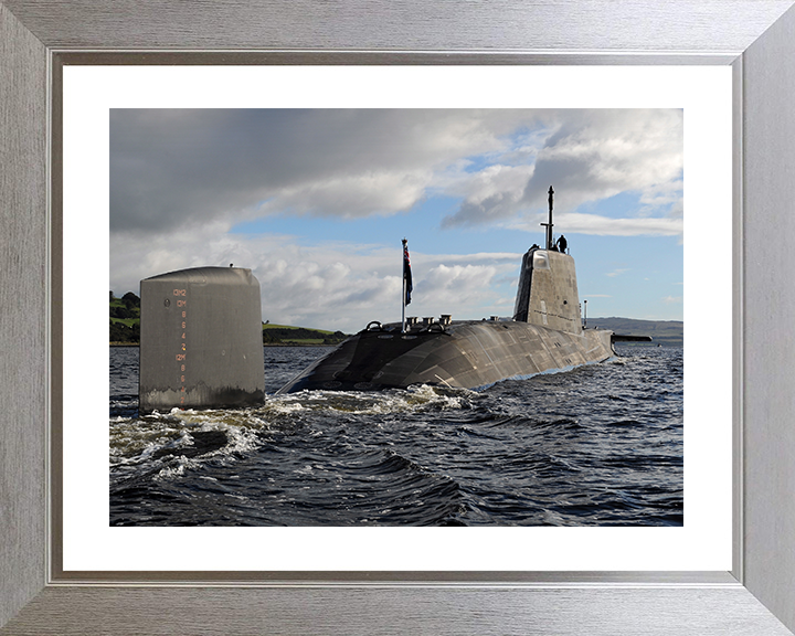 HMS Ambush (S120) Photo Print - Starboard Quarter View 2012 - Royal Navy Astute Class Submarine Hampshire Prints 10 x 8 Silver Frame Yes