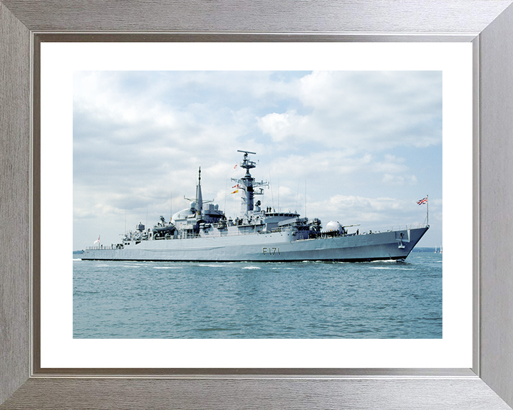 HMS Active (F171) Royal Navy Type 21 Frigate Photo Print Starboard View Warship Wall Art Posters, Prints, & Visual Artwork Hampshire Prints 10 x 8 Silver Frame Yes