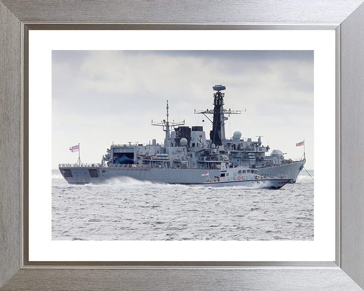 HMS Argyll (F231) Royal Navy Type 23 Frigate With P2000 Wall Art Photo Print Naval Decor Posters, Prints, & Visual Artwork Hampshire Prints 10 x 8 Silver Frame Yes
