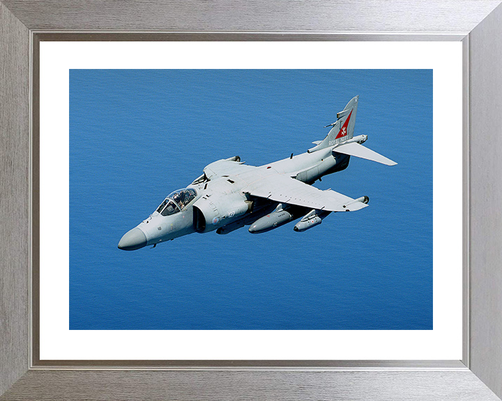 Harrier FA2 Jet in Flight 2001 Photo Print - Royal Navy Aircraft Posters, Prints, & Visual Artwork Hampshire Prints 10 x 8 Silver Frame Yes