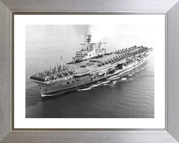 HMS Ark Royal (R09) Royal Navy Audacious Class Aircraft Carrier High Port Bow View Photo Print Wall Art Decor Posters, Prints, & Visual Artwork Hampshire Prints 10 x 8 Silver Frame Yes