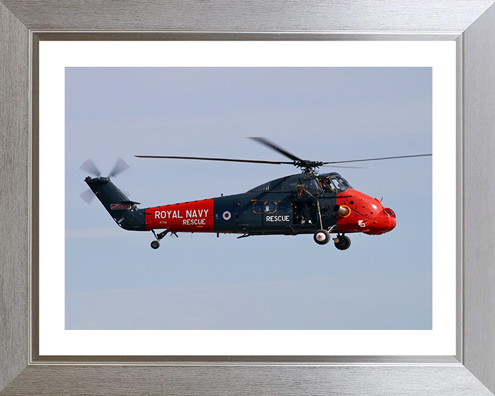 Westland Wessex HU5 Helicopter in Flight 2022 Photo Print - Royal Navy Aircraft Posters, Prints, & Visual Artwork Hampshire Prints 10 x 8 Silver Frame Yes