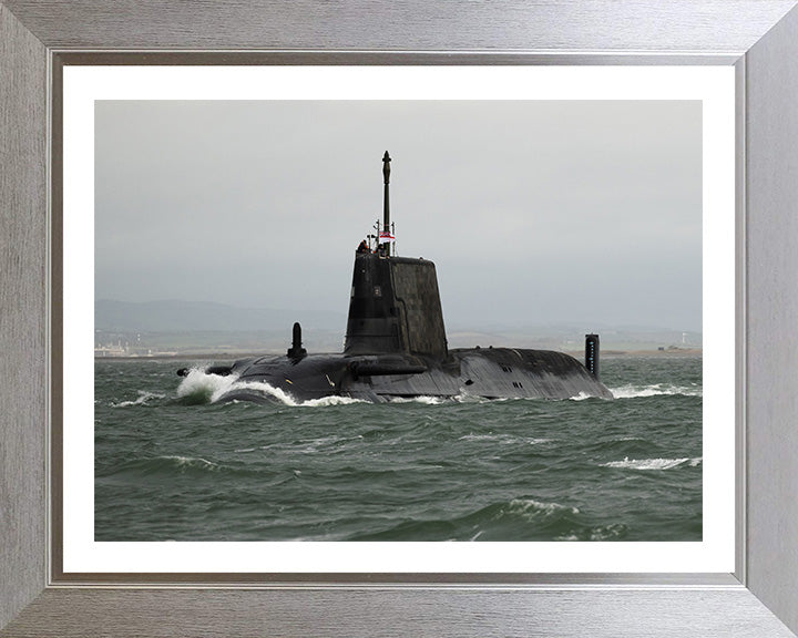 HMS Anson (S123) Photo Print - Port Side - Royal Navy Astute Class Submarine Hampshire Prints 10 x 8 Silver Frame Yes