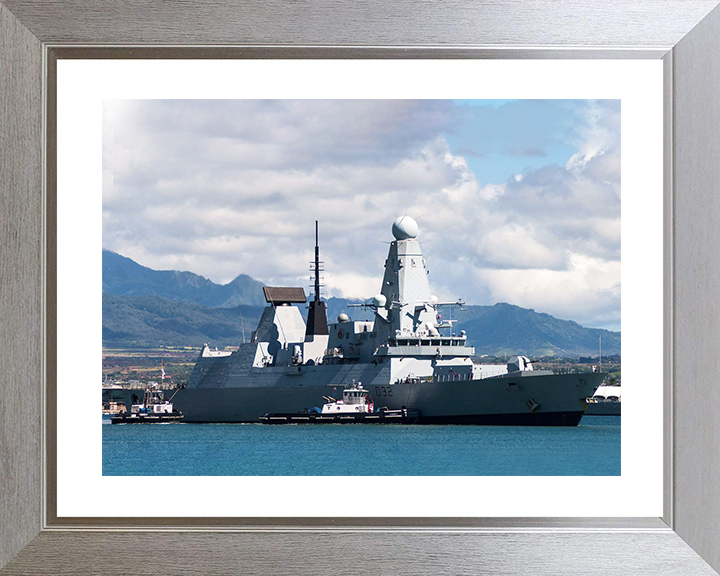 HMS Daring (D32) Royal Navy Type 45 Destroyer Coming Alongside Photo Print Wall Art Decor Posters, Prints, & Visual Artwork Hampshire Prints 10 x 8 Silver Frame Yes