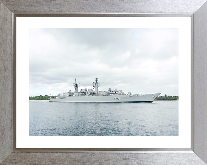HMS Beaver (F93) Royal Navy Type 22 Frigate Entering Pearl Harbour Photo Print Wall Art Decor Posters, Prints, & Visual Artwork Hampshire Prints 10 x 8 Silver Frame Yes