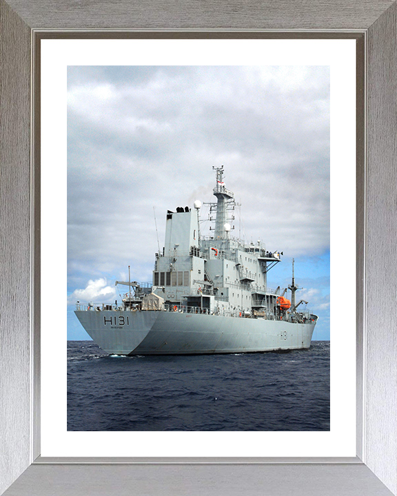 HMS Scott (H131) Photo Print - At Sea 2007 - Royal Navy Ocean Survey Vessel Hampshire Prints 10 x 8 Silver Frame Yes