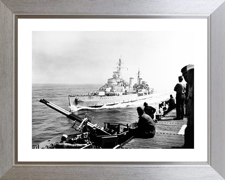 HMS Belfast (C35) Royal Navy Town Class Light Cruiser At Sea 1952 Photo Print Wall Art Decor Posters, Prints, & Visual Artwork Hampshire Prints 10 x 8 Silver Frame Yes