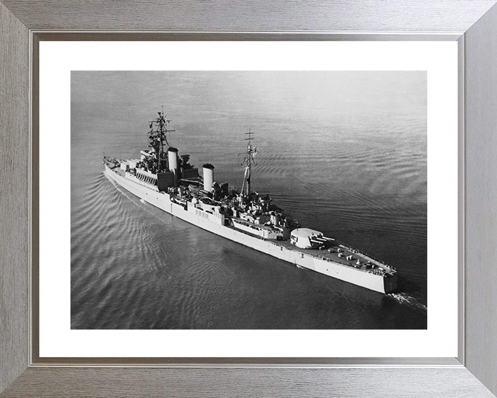 HMS Uganda (66) Photo Print - At Sea 1944 - Royal Navy Fiji Class Light Cruiser Posters, Prints, & Visual Artwork Hampshire Prints 10 x 8 Silver Frame Yes
