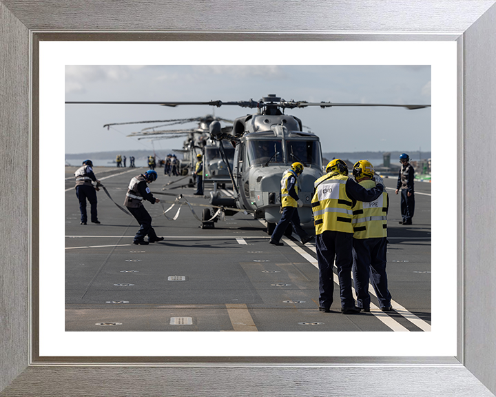 Helicopter Embark HMS Prince of Wales 2025 Photo Print - Royal Navy Aircraft Hampshire Prints 10 x 8 Silver Frame Yes