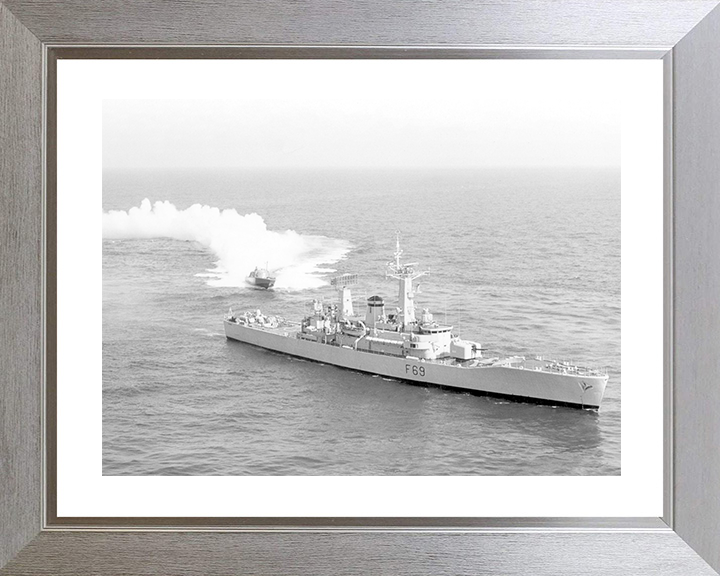 HMS Bacchante (F69) Royal Navy Leander Class Frigate With Patrol Vessel Photo Print Wall Art Decor Posters, Prints, & Visual Artwork Hampshire Prints 10 x 8 Silver Frame Yes