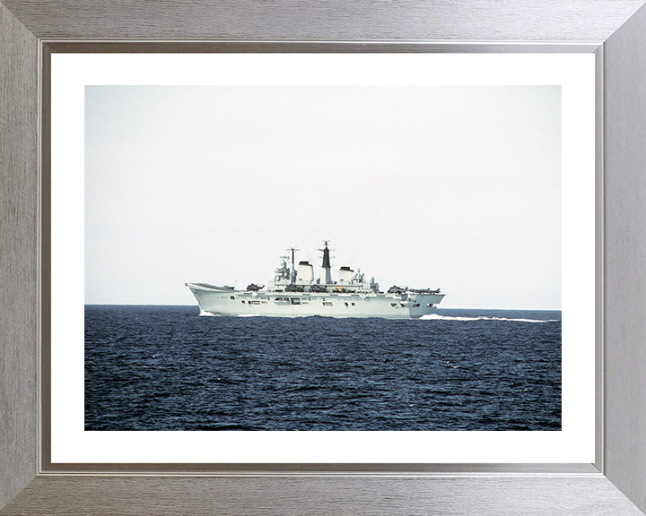 HMS Ark Royal (R07) Photo Print - At Sea 1986 - Royal Navy Invincible Class Aircraft Carrier Hampshire Prints 10 x 8 Silver Frame Yes
