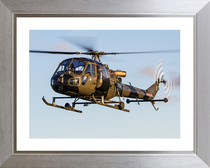 Westland Scout AH1 Helicopter in Flight 2015 Photo Print - British Army Aircraft Posters, Prints, & Visual Artwork Hampshire Prints 10 x 8 Silver Frame Yes