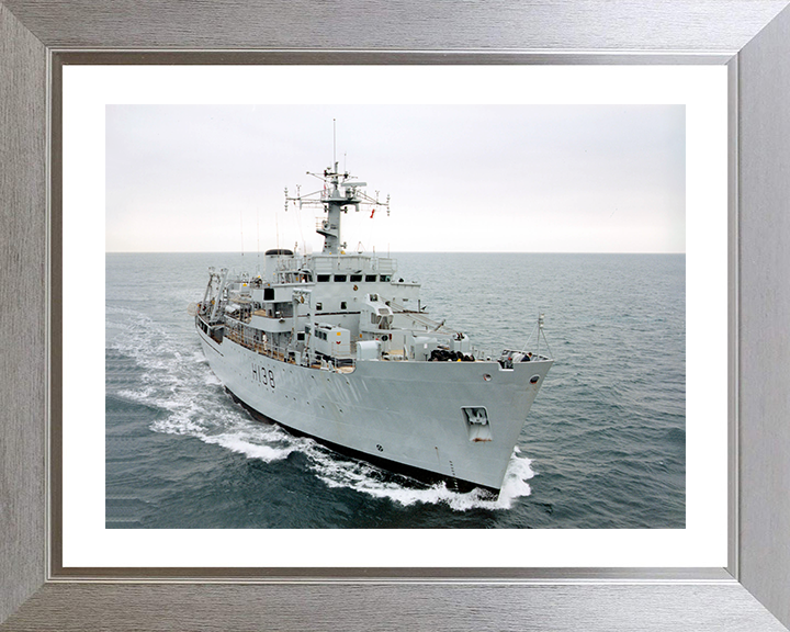 HMS Herald (H138) Photo Print - Port Side View At Sea - Royal Navy Hecla Class Survey Vessel