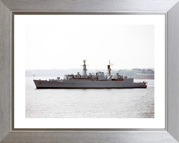 HMS Brilliant (F90) Royal Navy Type 22 Frigate Port Beam View Photo Print Wall Art Decor Posters, Prints, & Visual Artwork Hampshire Prints 10 x 8 Silver Frame Yes
