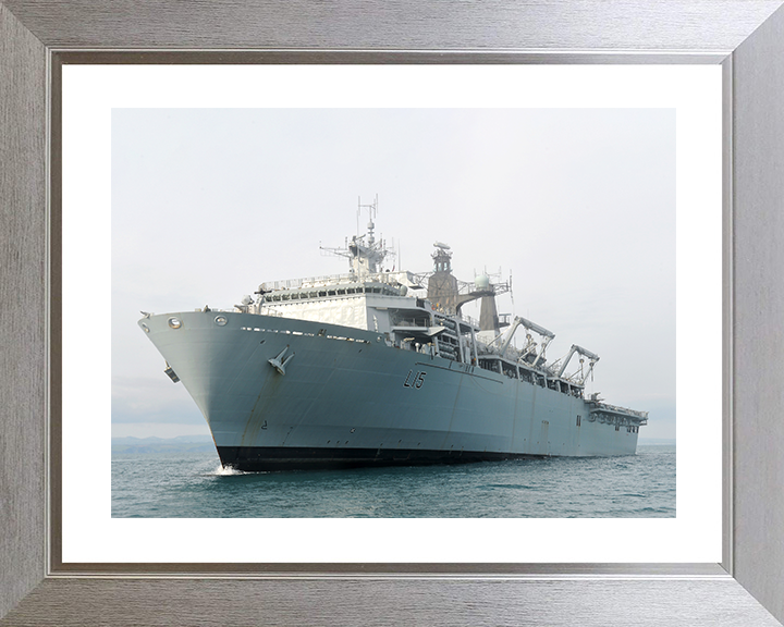 HMS Bulwark (L15) Royal Navy Albion Class Amphibious Ship Low Port Bow View Photo Print Wall Art Decor Posters, Prints, & Visual Artwork Hampshire Prints 10 x 8 Silver Frame Yes