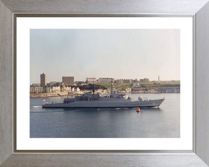 HMS Amazon (F169) Royal Navy Type 21 Frigate Leaving Plymouth Photo Print Wall Art Decor Posters, Prints, & Visual Artwork Hampshire Prints 10 x 8 Silver Frame Yes