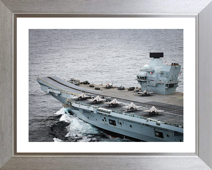 HMS Prince of Wales (R09) Photo Print - Ski Jump Closeup 2025 - Royal Navy Queen Elizabeth Class Aircraft Carrier Hampshire Prints 10 x 8 Silver Frame Yes