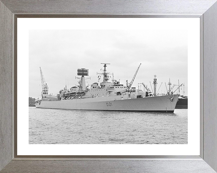 HMS Norfolk (D21) Photo Print - Amsterdam 1976 - Royal Navy County Class Destroyer Hampshire Prints 10 x 8 Silver Frame Yes