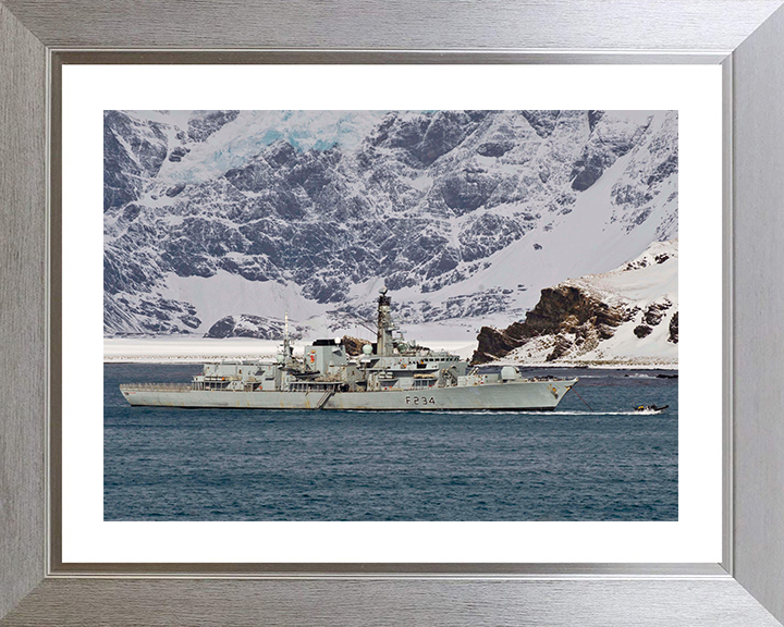 HMS Iron Duke (F234) Photo Print - off Antarctica 2014 - Royal Navy Type 23 Frigate Hampshire Prints 10 x 8 Silver Frame Yes