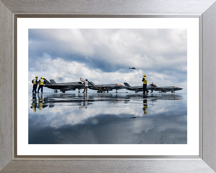 F-35 Lightening Jet Flight Deck reflections 2025 Photo Print - Royal Navy Aircraft Hampshire Prints 10 x 8 Silver Frame Yes