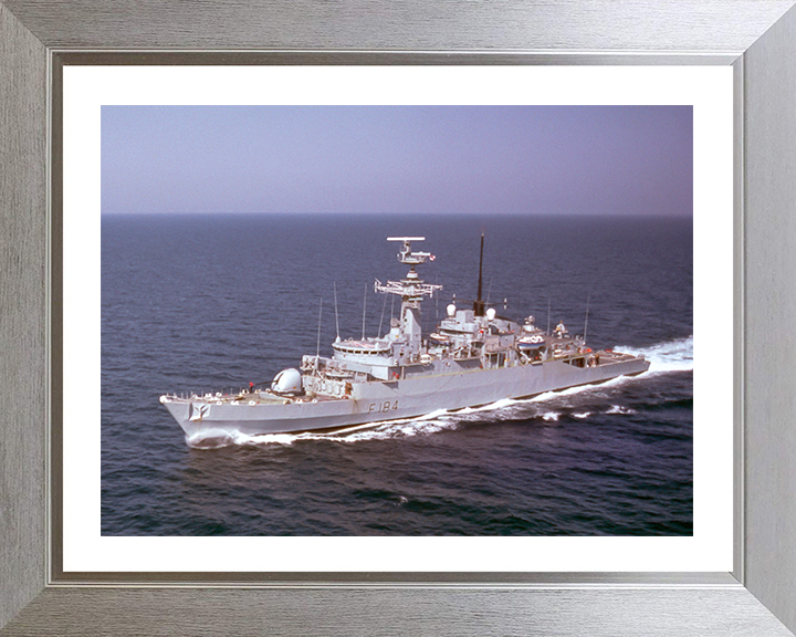 HMS Ardent (F184) Photo Print - High Port Side View - Royal Navy Type 21 Frigate Hampshire Prints 10 x 8 Silver Frame Yes