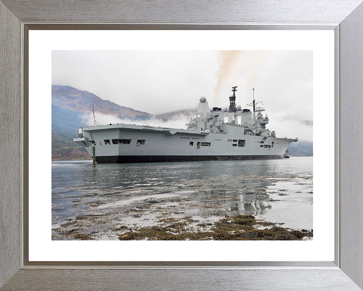 HMS Ark Royal (R07) Royal Navy Invincible Class Aircraft Carrier On The Clyde Photo Print Wall Art Decor Posters, Prints, & Visual Artwork Hampshire Prints 10 x 8 Silver Frame Yes