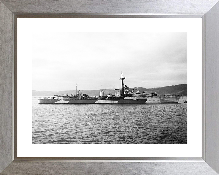 HMS Tartar G43 (F43) Photo Print - At a buoy Apr 1944 - Royal Navy Tribal class Destroyer Hampshire Prints 10 x 8 Silver Frame Yes