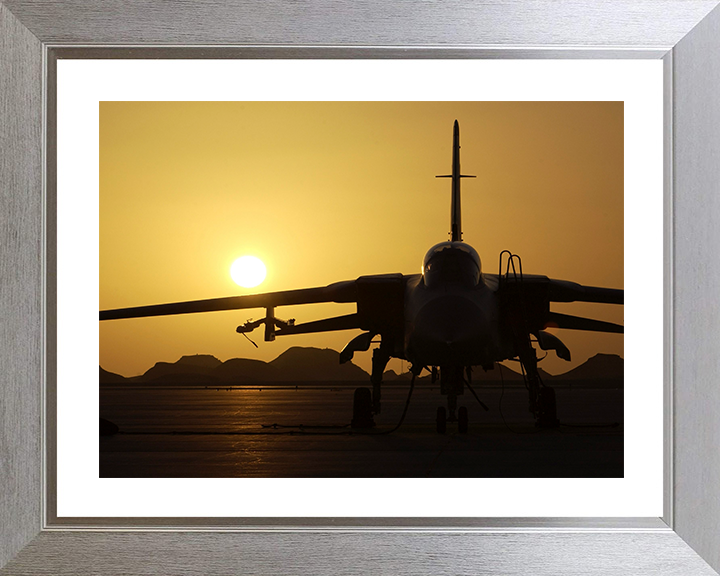 RAF Tornado F3 Silhouette at Sunset Photo Print - Royal Air Force Aircraft Posters, Prints, & Visual Artwork Hampshire Prints 10 x 8 Silver Frame Yes