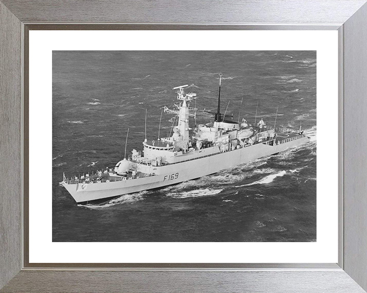 HMS Amazon (F169) Royal Navy Type 21 Frigate Black and White Photo Print Wall Art Decor Posters, Prints, & Visual Artwork Hampshire Prints 10 x 8 Silver Frame Yes
