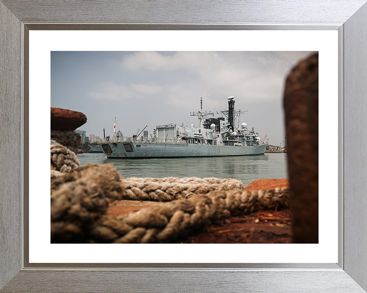 HMS Richmond (F239) Photo Print - Entering Mumbai 2025 - Royal Navy Type 23 Frigate Posters, Prints, & Visual Artwork Hampshire Prints 10 x 8 Silver Frame Yes