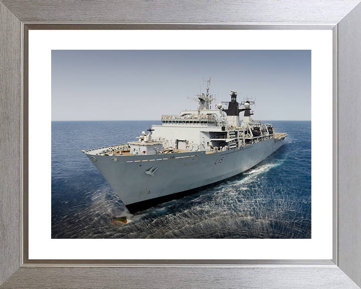 HMS Bulwark (L15) Royal Navy Albion Class Amphibious Ship From A Helicopter Photo Print Wall Art Decor Posters, Prints, & Visual Artwork Hampshire Prints 10 x 8 Silver Frame Yes