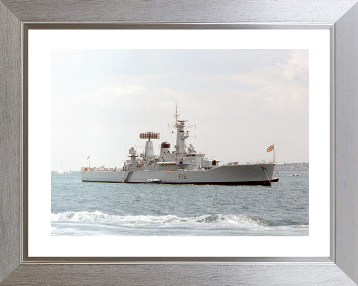 HMS Diomede (F16) Royal Navy Leander Class Frigate At Anchor Photo Print Wall Art Decor Posters, Prints, & Visual Artwork Hampshire Prints 10 x 8 Silver Frame Yes