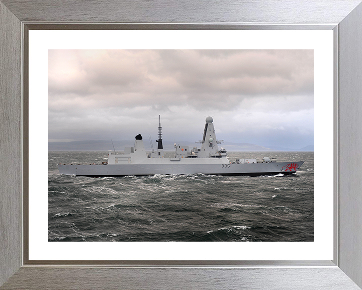 HMS Dragon (D35) Photo Print - During Sea Trials - Royal Navy Type 45 Destroyer Hampshire Prints 10 x 8 Silver Frame Yes