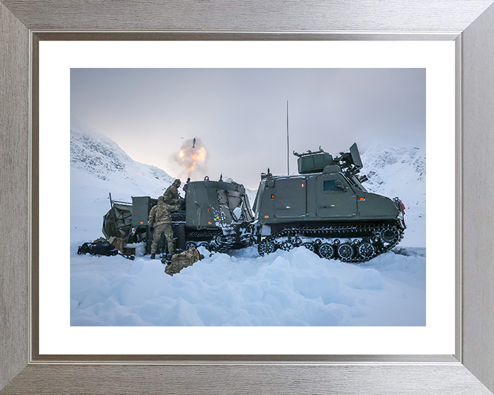 Royal Marine Commando Mortar Team Fire from a Viking Photo Print 45 Commando Marines Wall Art Military Decor Posters, Prints, & Visual Artwork Hampshire Prints 10 x 8 Silver Frame Yes