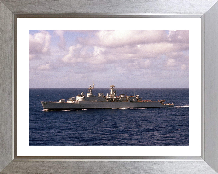 HMS London (D16) Photo Print - At Sea 1981 - Royal Navy County Class Destroyer Hampshire Prints 10 x 8 Silver Frame Yes