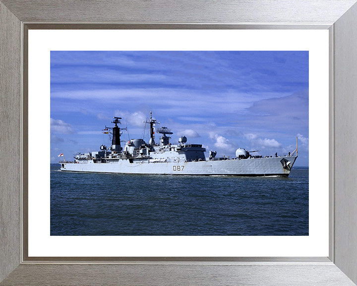 HMS Newcastle (D87) Photo Print - Entering Harbour - Royal Navy Type 42 Destroyer Hampshire Prints 10 x 8 Silver Frame Yes