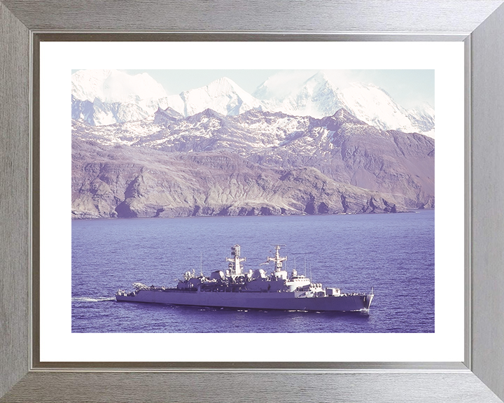 HMS Antrim (D18) Royal Navy County Class Destroyer High Starboard View Photo Print Wall Art Decor Posters, Prints, & Visual Artwork Hampshire Prints 10 x 8 Silver Frame Yes