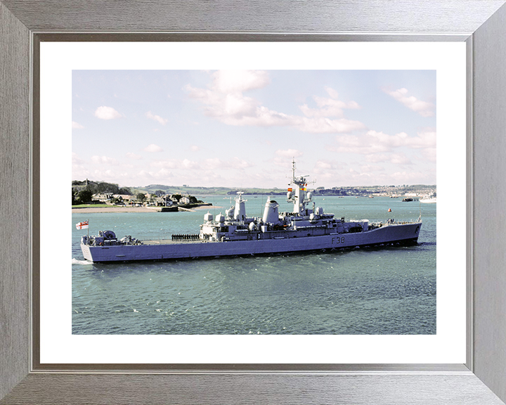 HMS Arethusa (F38) Royal Navy Leander Class Frigate Entering Harbour Photo Print Wall Art Decor Posters, Prints, & Visual Artwork Hampshire Prints 10 x 8 Silver Frame Yes